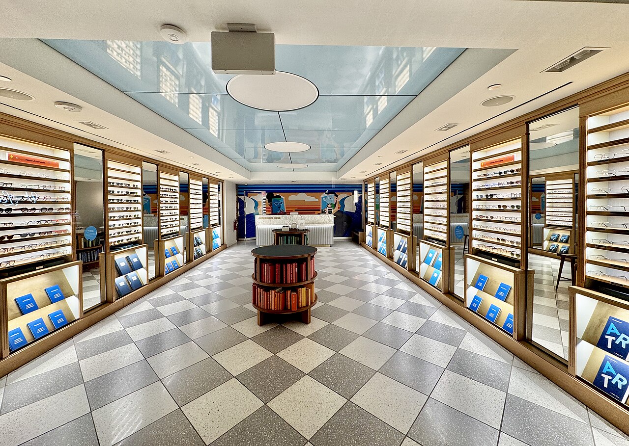 Interior of a retail store with merchandise displays